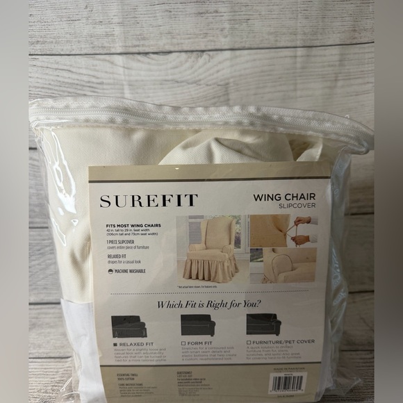 SureFit Essential Twill T-Cushion Wingback Chair Slipcover - Relaxed Fit - Picture 3 of 3